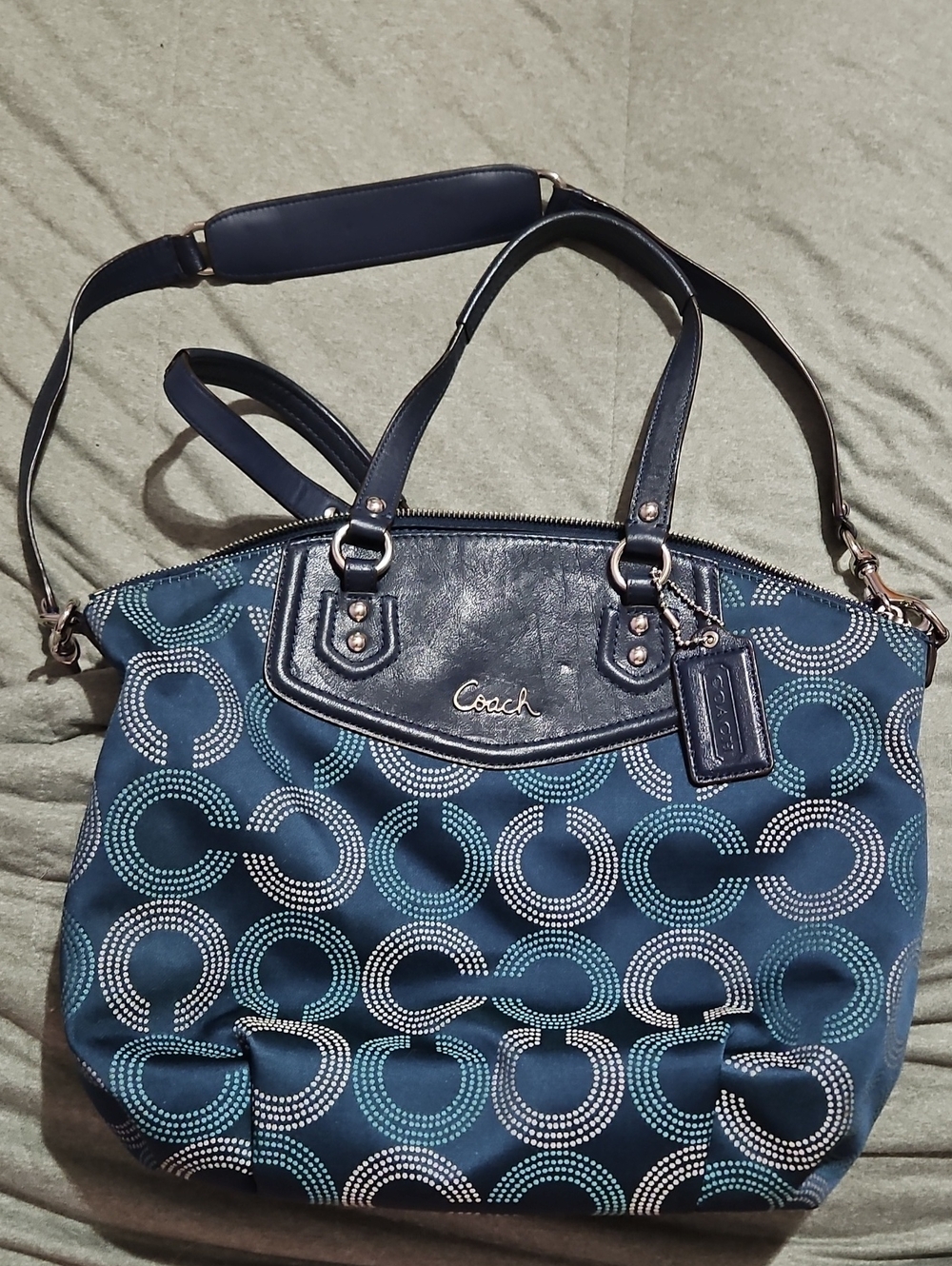 Coach Ashley Dotted Op Art Satchel EUC